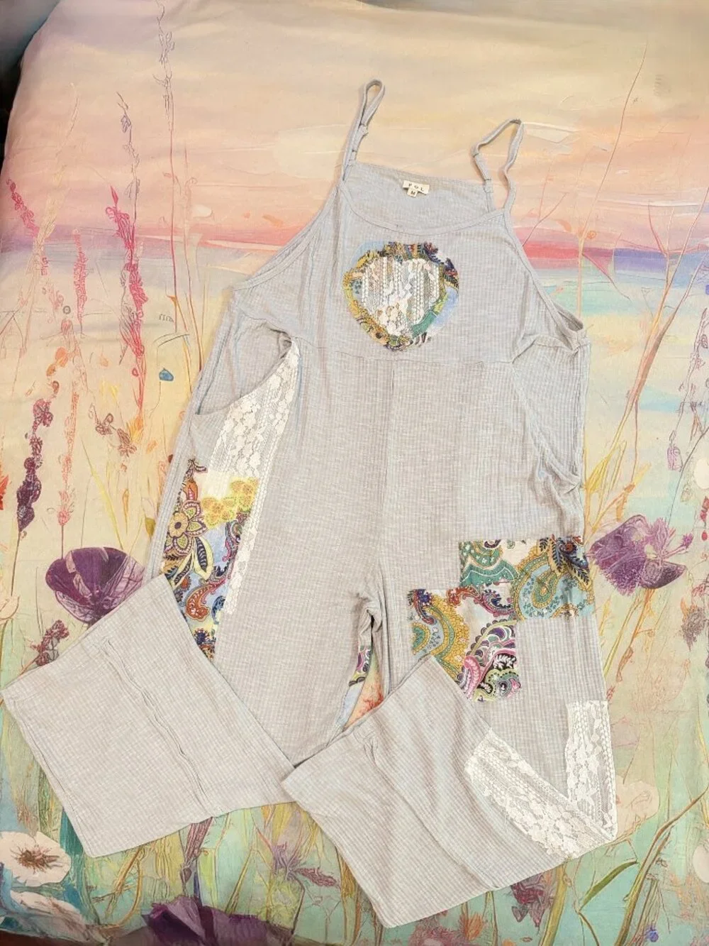 ๐ POL Light Blue Patchwork Jumpsuit โ Size Medium ๐ - Picture 5 of 10